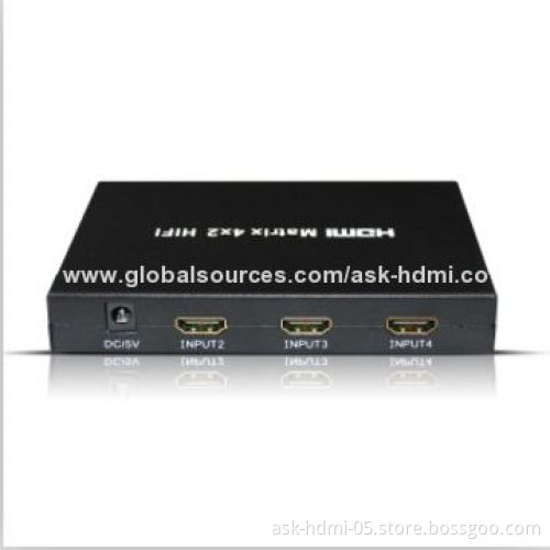 Hi-Fi 4x2 1,080P HDMI Matrix with Remote Control, HDMI-CEC Function